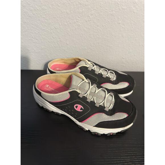 Champion Women's Margaret Black/Pink Running Lace-Up Shoes Sneaker 10W slip on - Picture 2 of 5